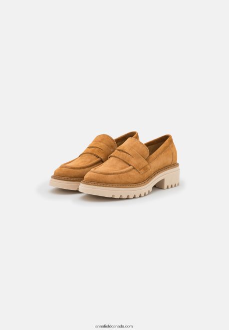 Anna Field Women Leather Slip-Ons Cognac H42J4Z1822