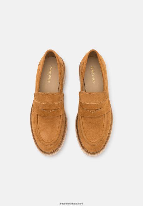 Anna Field Women Leather Slip-Ons Cognac H42J4Z1822
