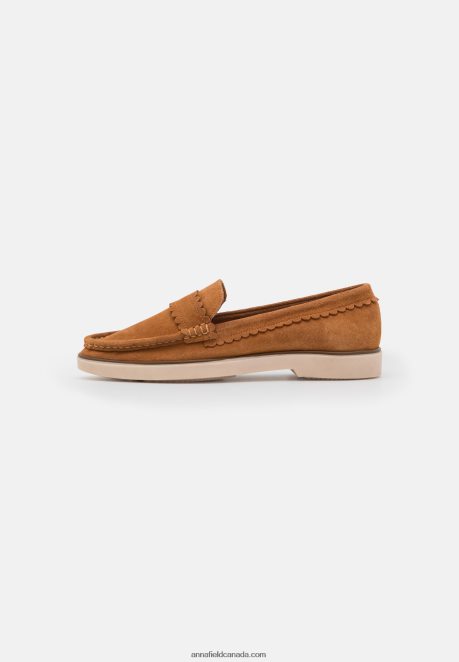 Anna Field Women Leather Slip-Ons Cognac H42J4Z1825