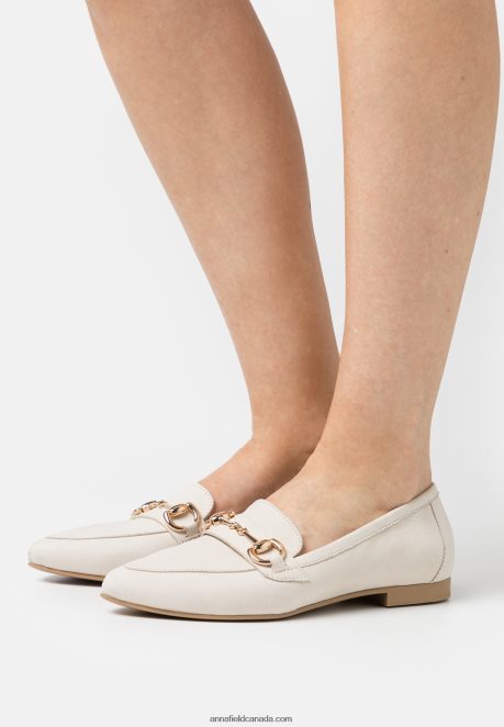 Anna Field Women Leather Slip-Ons Off White H42J4Z1823