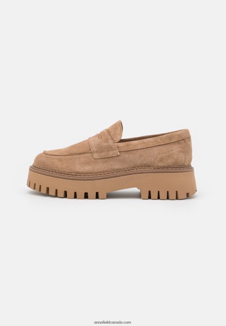 Anna Field Women Leather Slip-Ons Taupe H42J4Z1783
