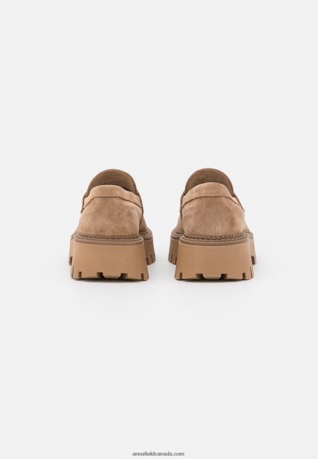 Anna Field Women Leather Slip-Ons Taupe H42J4Z1783