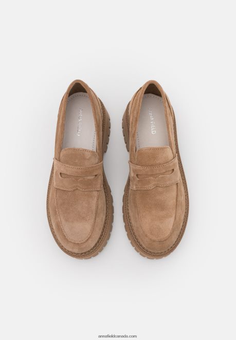 Anna Field Women Leather Slip-Ons Taupe H42J4Z1783
