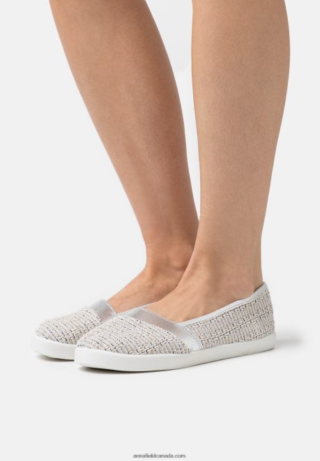 Anna Field Women Slip-Ons Silver H42J4Z1826
