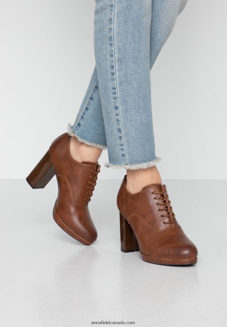 Anna Field Women Comfort High Heeled Ankle Boots Cognac H42J4Z1748