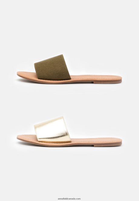 Anna Field Women 2 Pack Mules Khaki/Gold H42J4Z1866