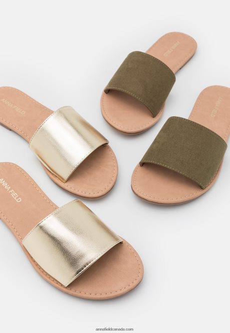 Anna Field Women 2 Pack Mules Khaki/Gold H42J4Z1866