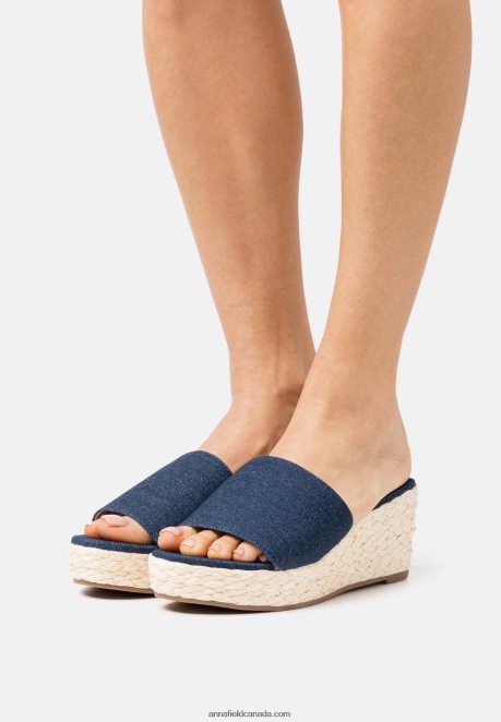 Anna Field Women Heeled Mules Blue Denim H42J4Z1886