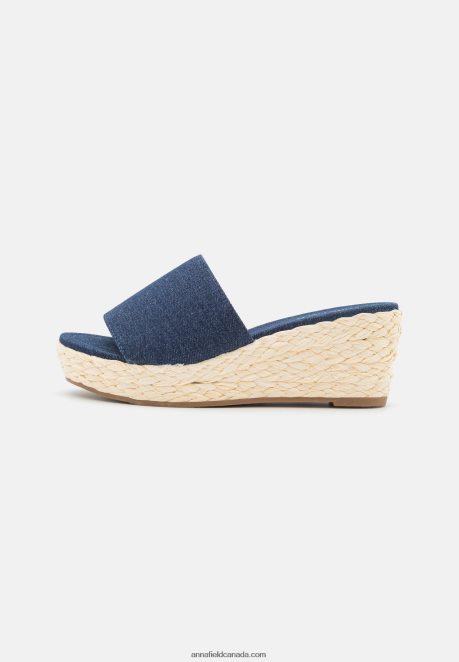 Anna Field Women Heeled Mules Blue Denim H42J4Z1886