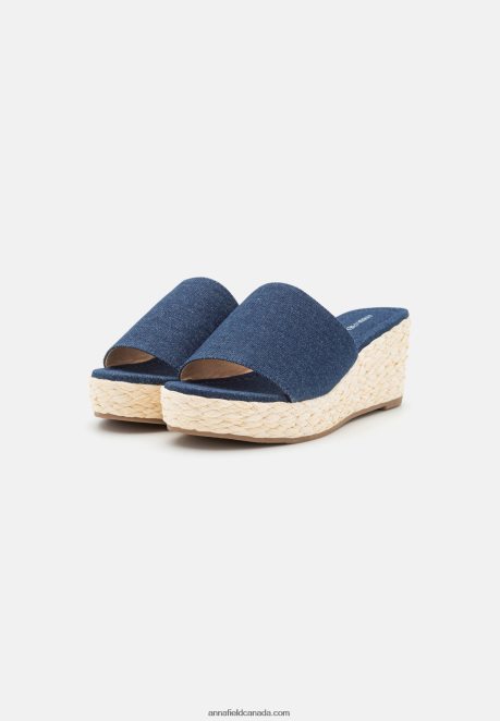 Anna Field Women Heeled Mules Blue Denim H42J4Z1886