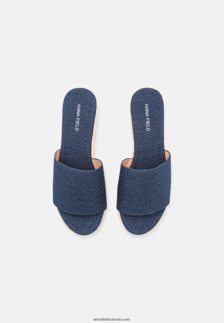 Anna Field Women Heeled Mules Blue Denim H42J4Z1886