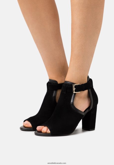 Anna Field Women Leather Ankle Cuff Sandals Black H42J4Z1314
