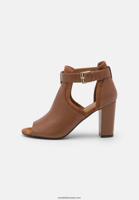 Anna Field Women Leather Ankle Cuff Sandals Cognac H42J4Z1333