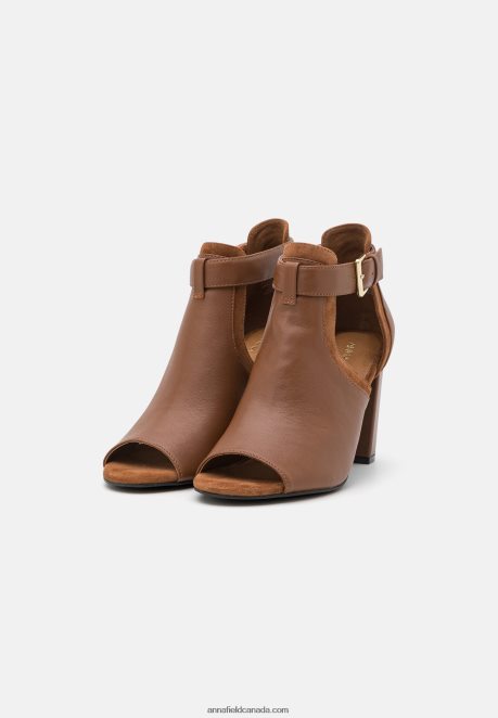 Anna Field Women Leather Ankle Cuff Sandals Cognac H42J4Z1333
