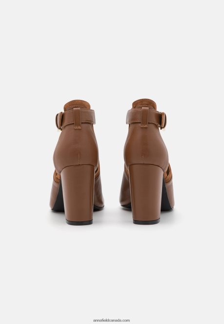Anna Field Women Leather Ankle Cuff Sandals Cognac H42J4Z1333