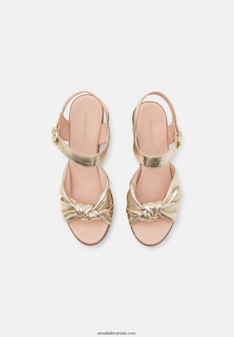 Anna Field Women Leather Clogs Gold H42J4Z1888