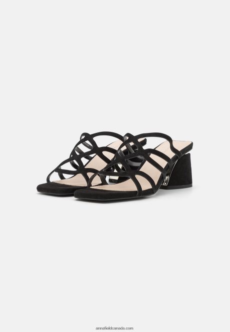 Anna Field Women Leather Heeled Mules Black H42J4Z1884
