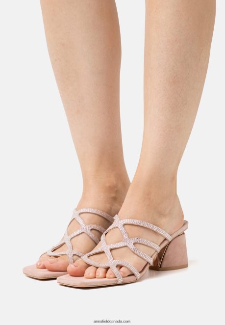 Anna Field Women Leather Heeled Mules Light Pink H42J4Z1885