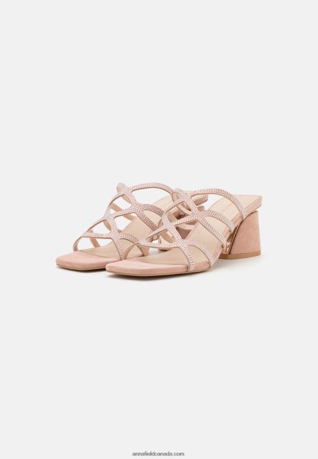 Anna Field Women Leather Heeled Mules Light Pink H42J4Z1885