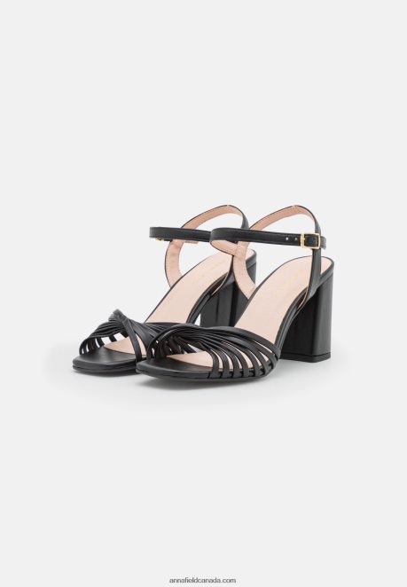 Anna Field Women Leather High Heeled Sandals Black H42J4Z1400