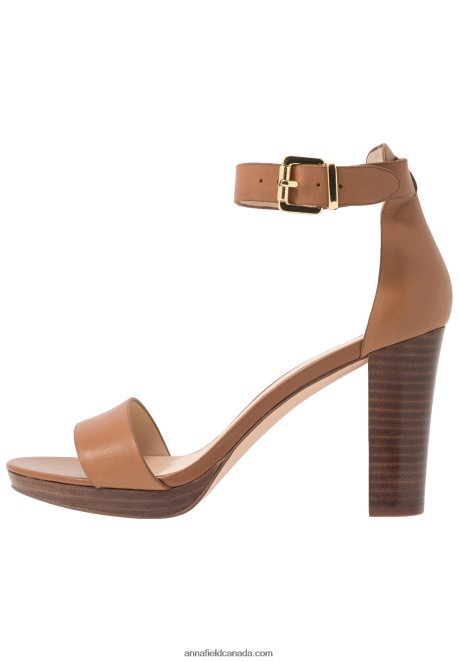 Anna Field Women Leather High Heeled Sandals Cognac H42J4Z1549