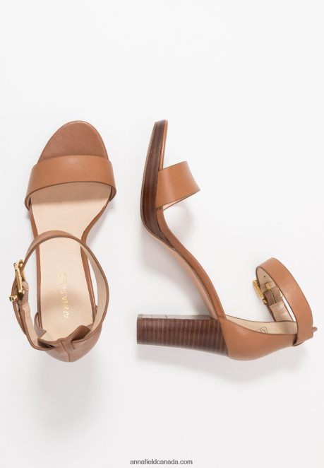 Anna Field Women Leather High Heeled Sandals Cognac H42J4Z1549