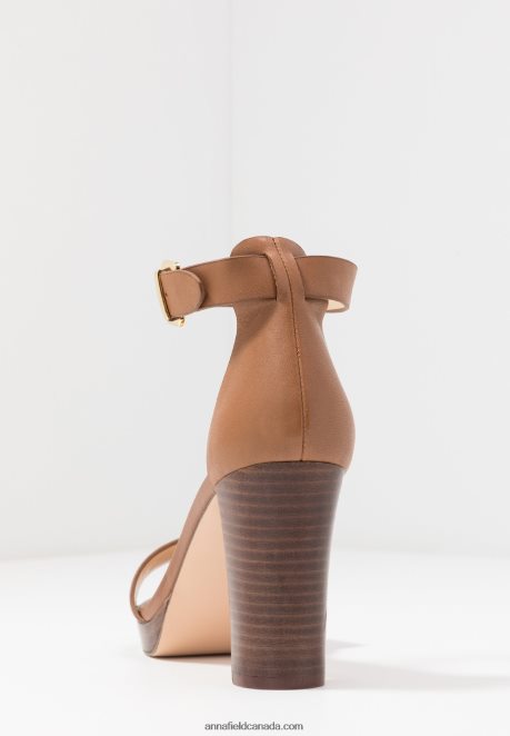 Anna Field Women Leather High Heeled Sandals Cognac H42J4Z1549