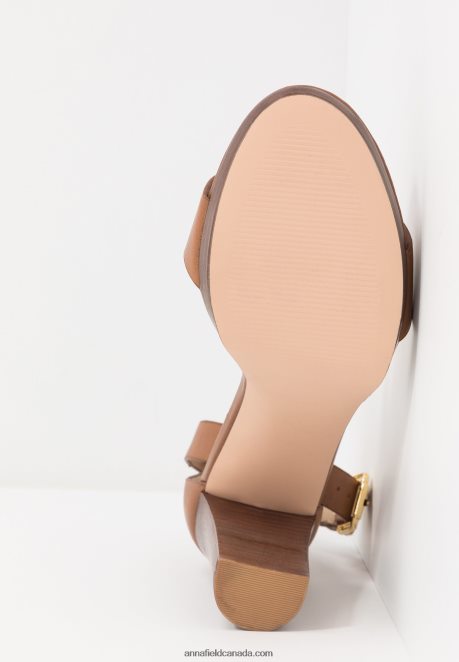 Anna Field Women Leather High Heeled Sandals Cognac H42J4Z1549