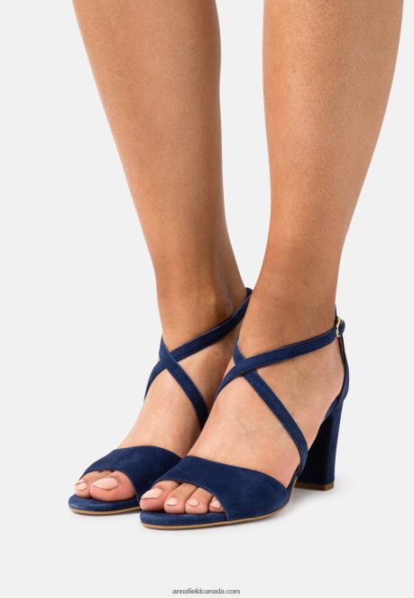 Anna Field Women Leather High Heeled Sandals Dark Blue H42J4Z1370