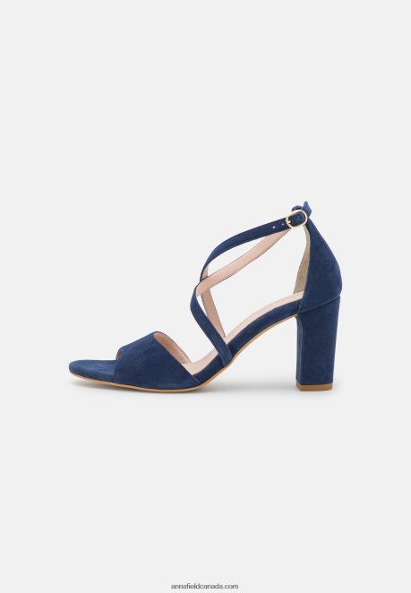Anna Field Women Leather High Heeled Sandals Dark Blue H42J4Z1370
