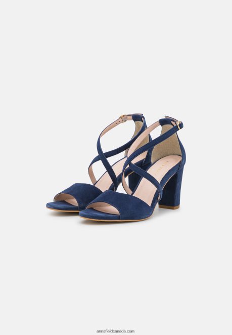Anna Field Women Leather High Heeled Sandals Dark Blue H42J4Z1370
