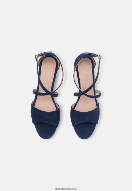 Anna Field Women Leather High Heeled Sandals Dark Blue H42J4Z1370