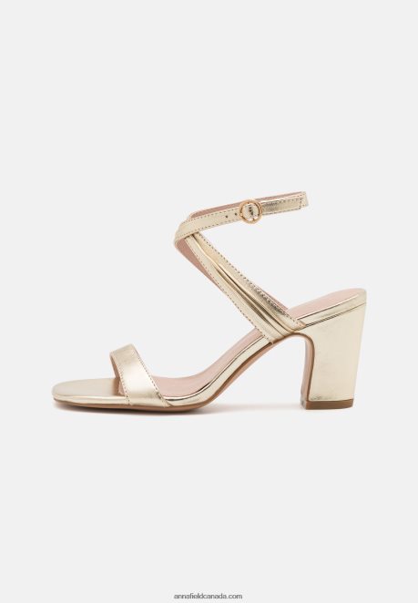 Anna Field Women Leather High Heeled Sandals Gold-Coloured H42J4Z1372