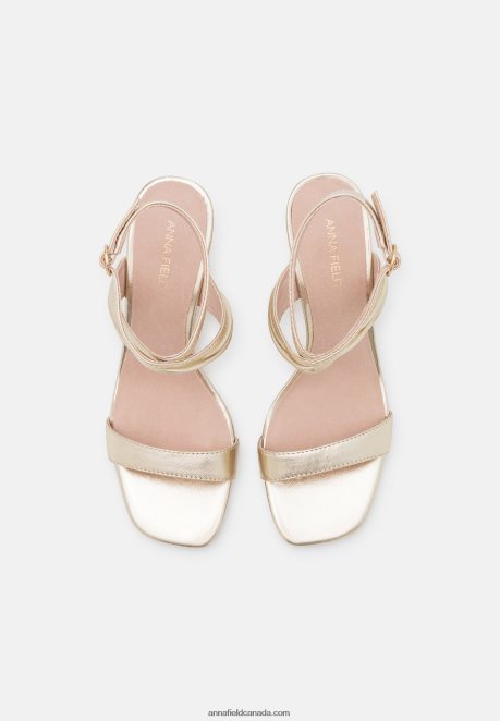 Anna Field Women Leather High Heeled Sandals Gold-Coloured H42J4Z1372