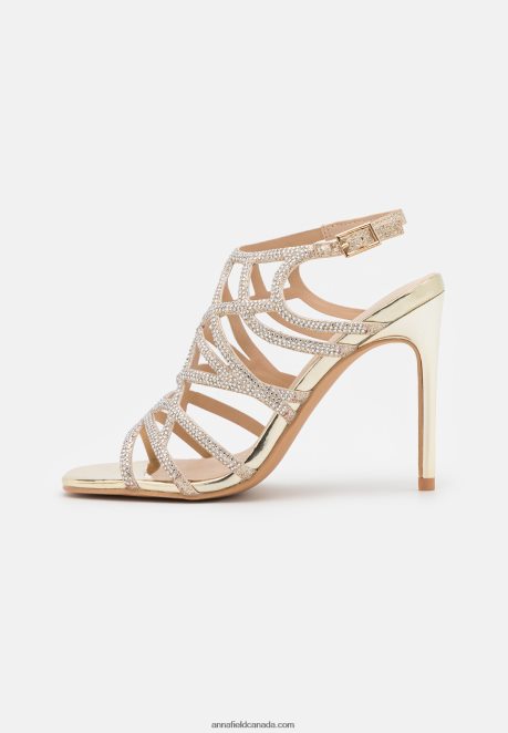 Anna Field Women Leather High Heeled Sandals Gold H42J4Z1354
