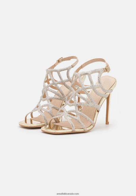 Anna Field Women Leather High Heeled Sandals Gold H42J4Z1354