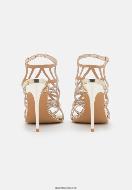 Anna Field Women Leather High Heeled Sandals Gold H42J4Z1354