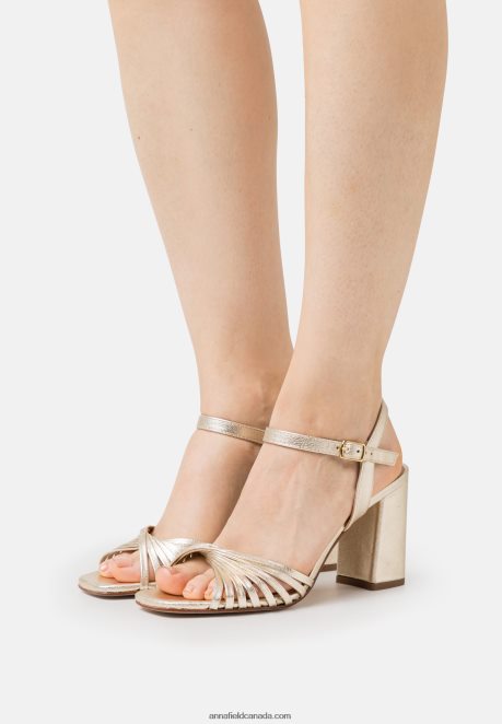 Anna Field Women Leather High Heeled Sandals Gold H42J4Z1397