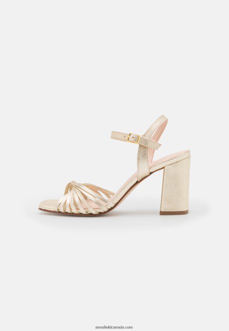 Anna Field Women Leather High Heeled Sandals Gold H42J4Z1397