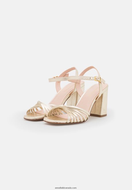 Anna Field Women Leather High Heeled Sandals Gold H42J4Z1397