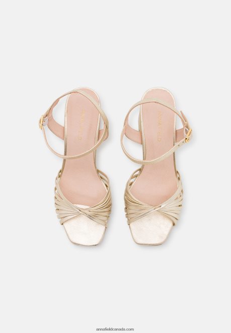 Anna Field Women Leather High Heeled Sandals Gold H42J4Z1397