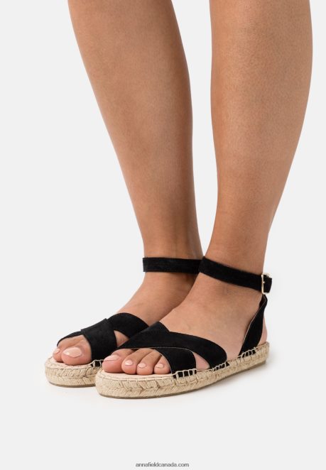 Anna Field Women Leather Platform Sandals Black H42J4Z1579