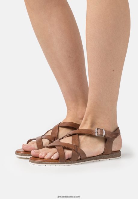 Anna Field Women Leather Sandals Cognac H42J4Z1284