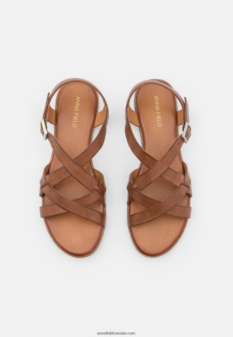 Anna Field Women Leather Sandals Cognac H42J4Z1284