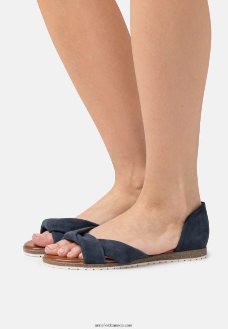 Anna Field Women Leather Sandals Dark Blue H42J4Z1340