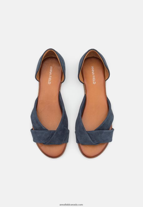 Anna Field Women Leather Sandals Dark Blue H42J4Z1340