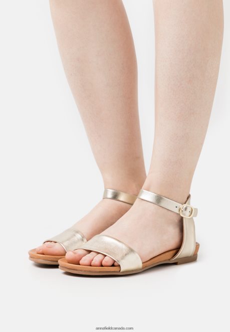 Anna Field Women Leather Sandals Gold-Coloured H42J4Z1371