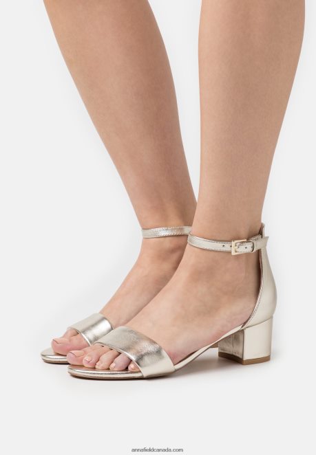 Anna Field Women Leather Sandals Gold H42J4Z1301