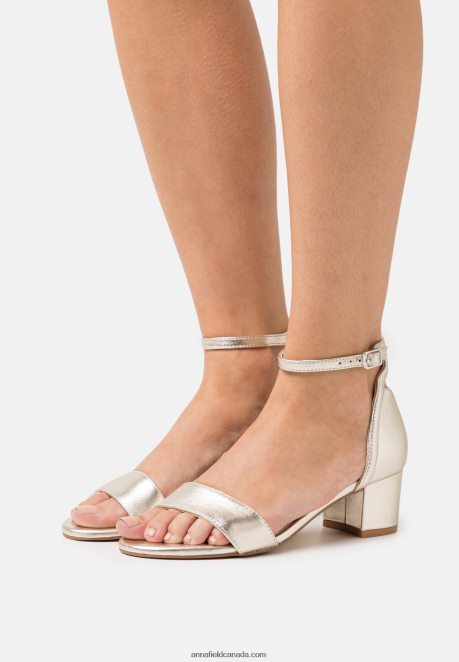 Anna Field Women Leather Sandals Gold H42J4Z1318