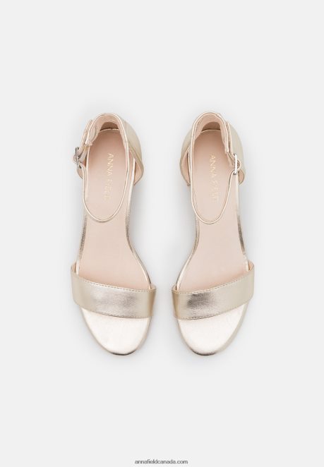 Anna Field Women Leather Sandals Gold H42J4Z1318